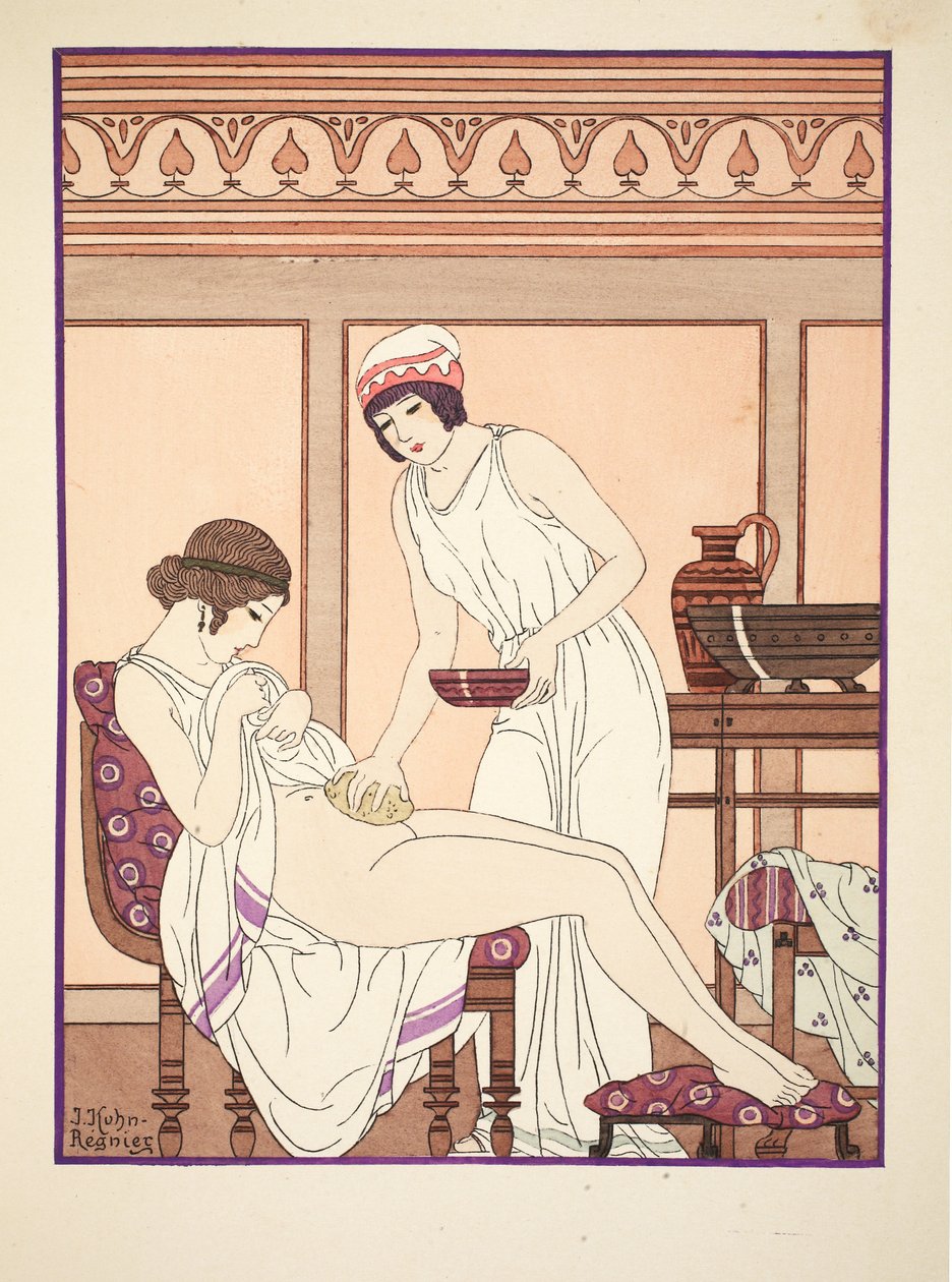 Svampbad, illustration från "Hippokrates verk", 1934 av Joseph Kuhn Regnier
