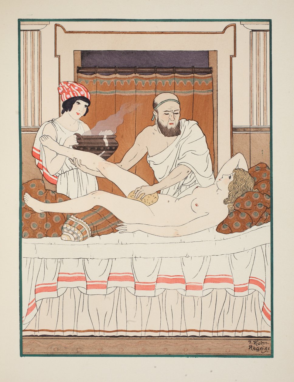 Sponge Bath, illustration från "The Works of Hippocrates", 1934 av Joseph Kuhn Regnier