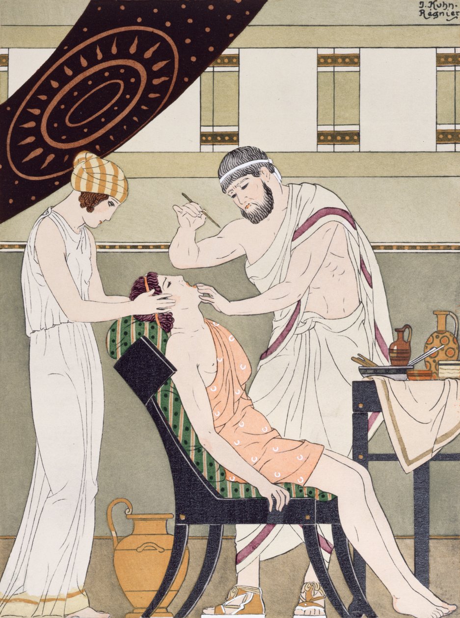 Tandläkaren, illustration från "The Complete Works of Hippocrates", 1932 av Joseph Kuhn Regnier