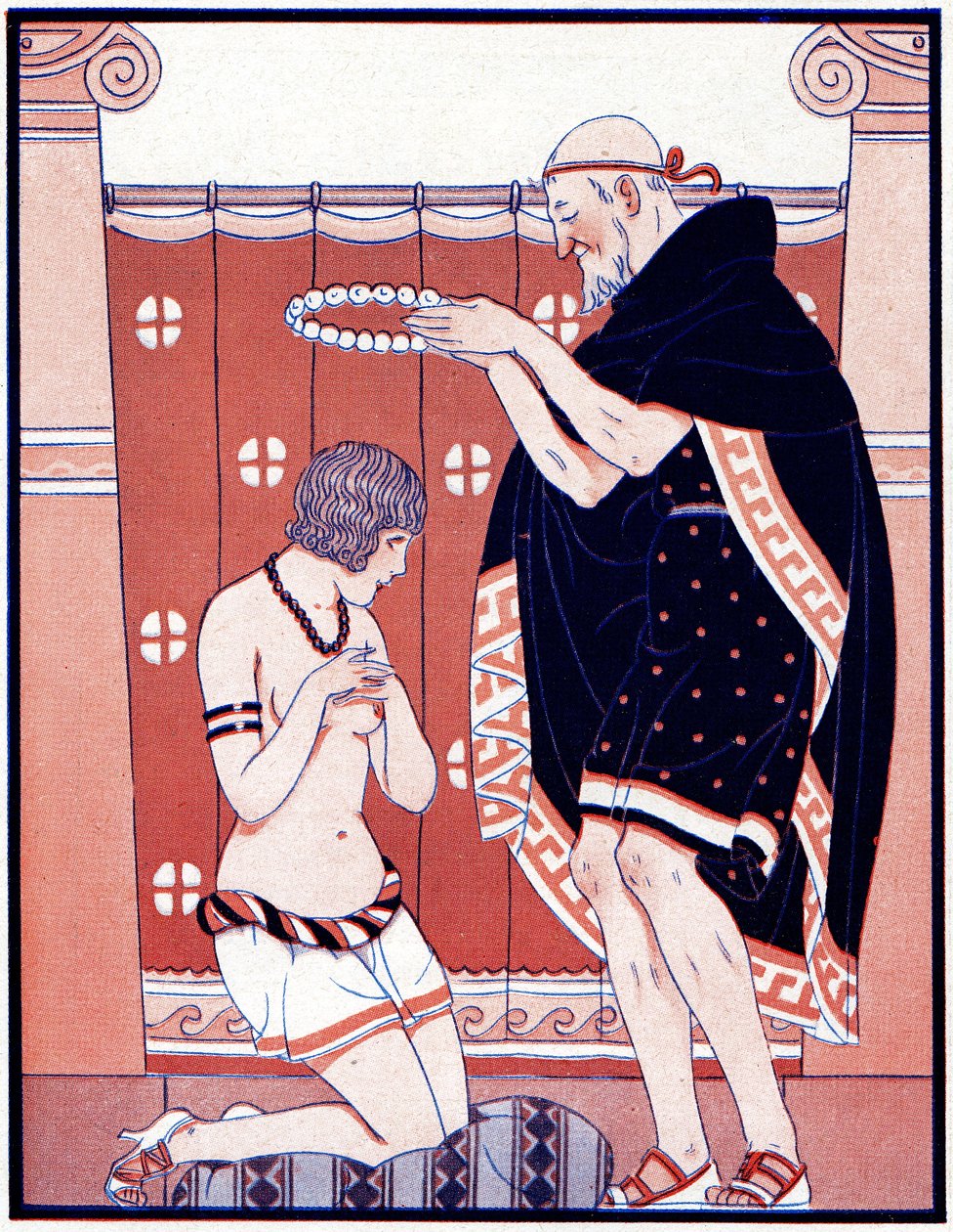 Tre feminina priser - Pris för dygd - illustration från la Vie Parisienne, 1929 av Joseph Kuhn Regnier
