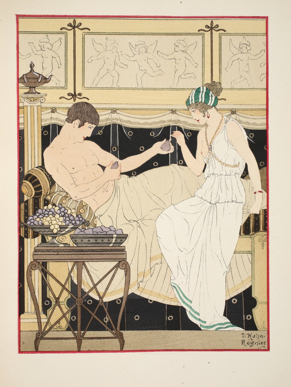 Vi åt druvor och fikon minst, illustration från Hippokrates verk, 1934. av Joseph Kuhn Regnier