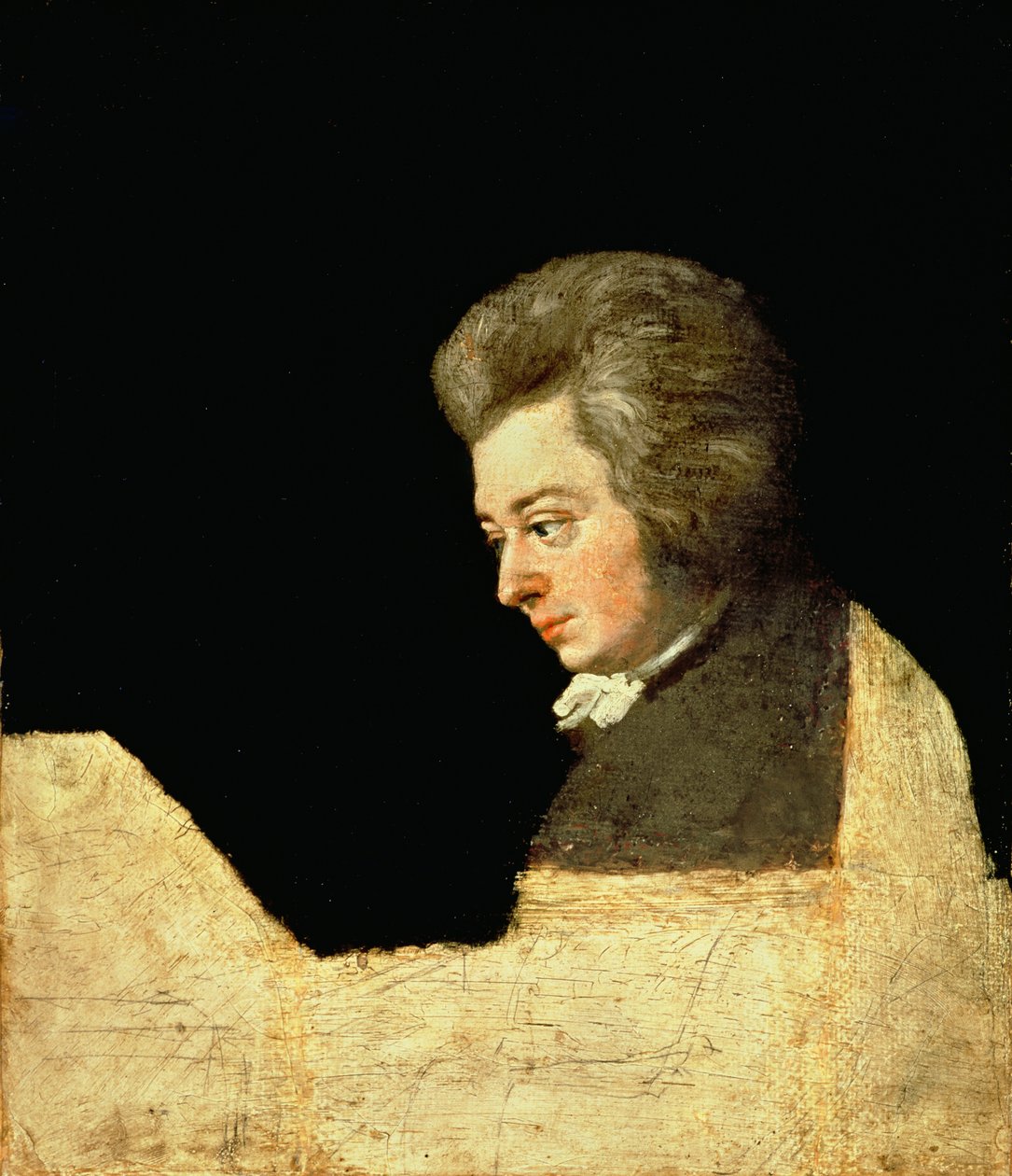 Porträtt av Wolfgang Amadeus Mozart (1756-91) vid pianot, 1789 av Joseph Lange