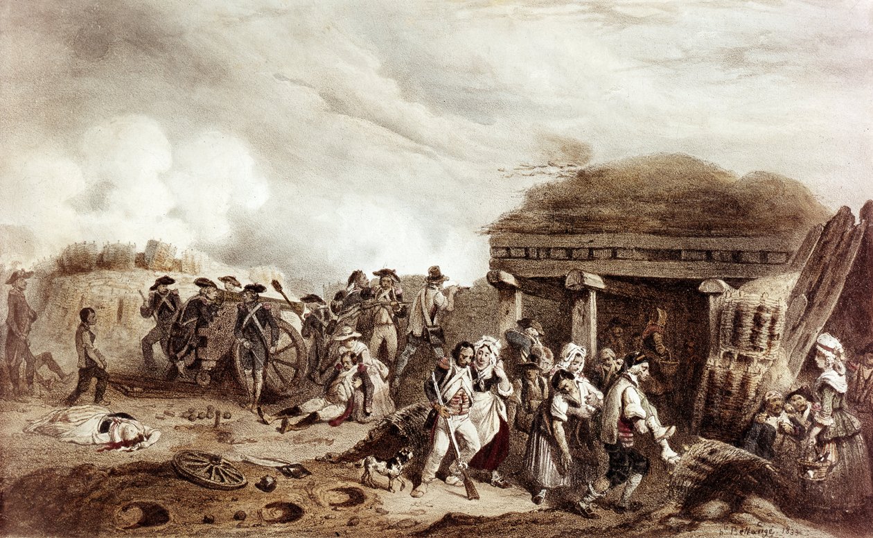 Basstans kamp motsätter sig fransmännen som befallts av general Moncey mot spanjorerna. Konfrontationen ägde rum i Bastandalen den 24 juli av Joseph Louis Hippolyte Bellange