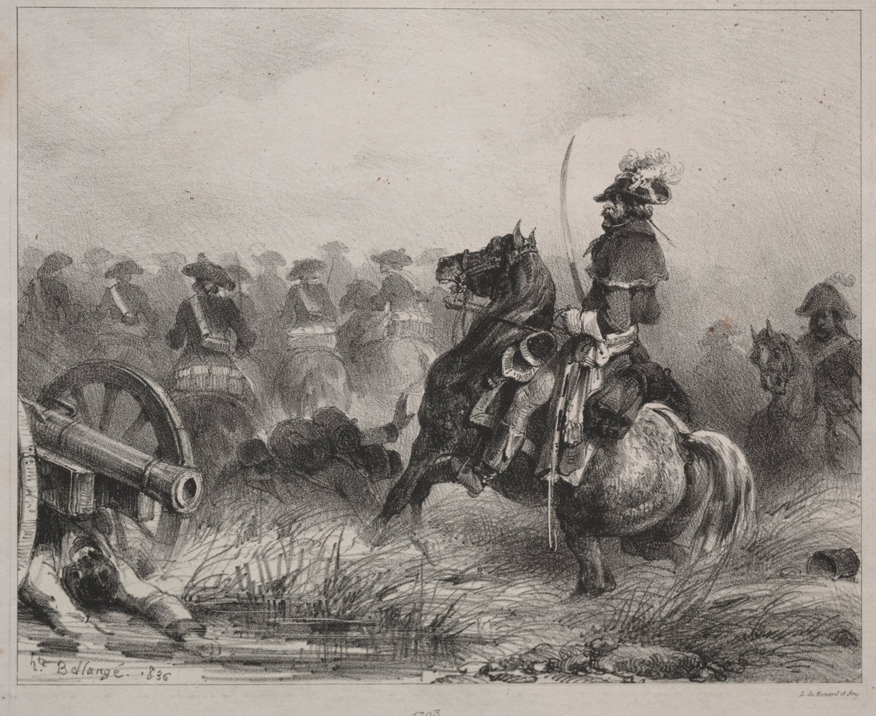 Kavalleriscenen, 1836. av Joseph Louis Hippolyte Bellange