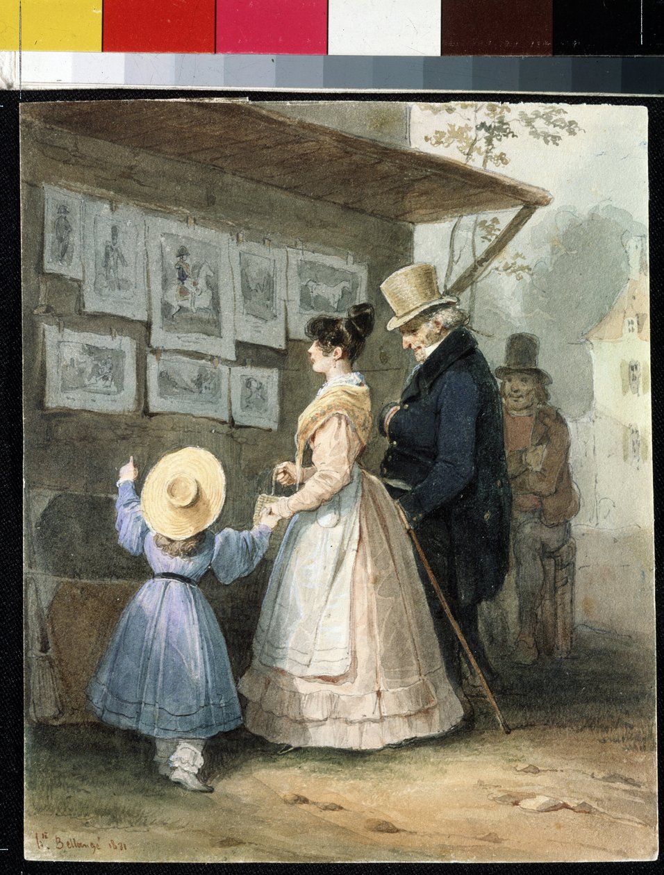 "Hos försäljaren av gravyrer" (Hos försäljaren av gravyrer) Akvarell av Hippolyte Bellange (1800-1866) 1831 Eremitagemuseet, Sankt Petersburg (Saint-Petersburg) av Joseph Louis Hippolyte Bellange