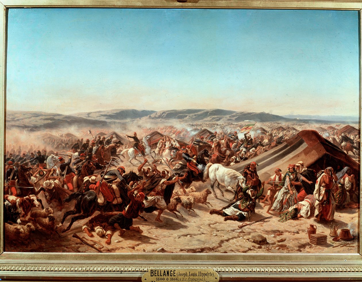 Erövring av Algeriet (1830-1847): "" Fångst av Smalah (Smala) av Abd el Kader (Abd-el-Kader eller ibn Muhyi al-Din al-Hasani (al Din al-Hasani) (1807-1883) av hertigen av Aumale i Taguin av Joseph Louis Hippolyte Bellange