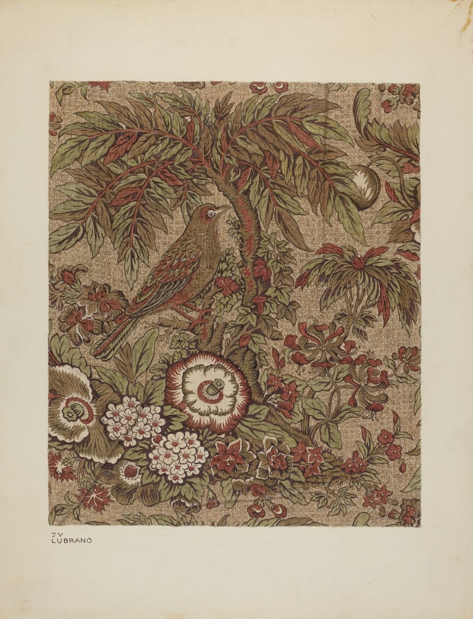 Tryckt Cotton Chintz, ca. 1940. av Joseph Lubrano