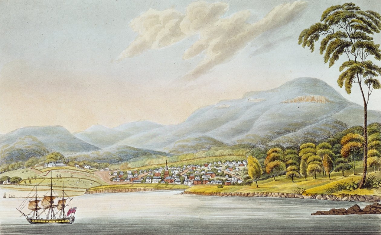 Utsikt över Hobart Town, 1824 av Joseph Lycett