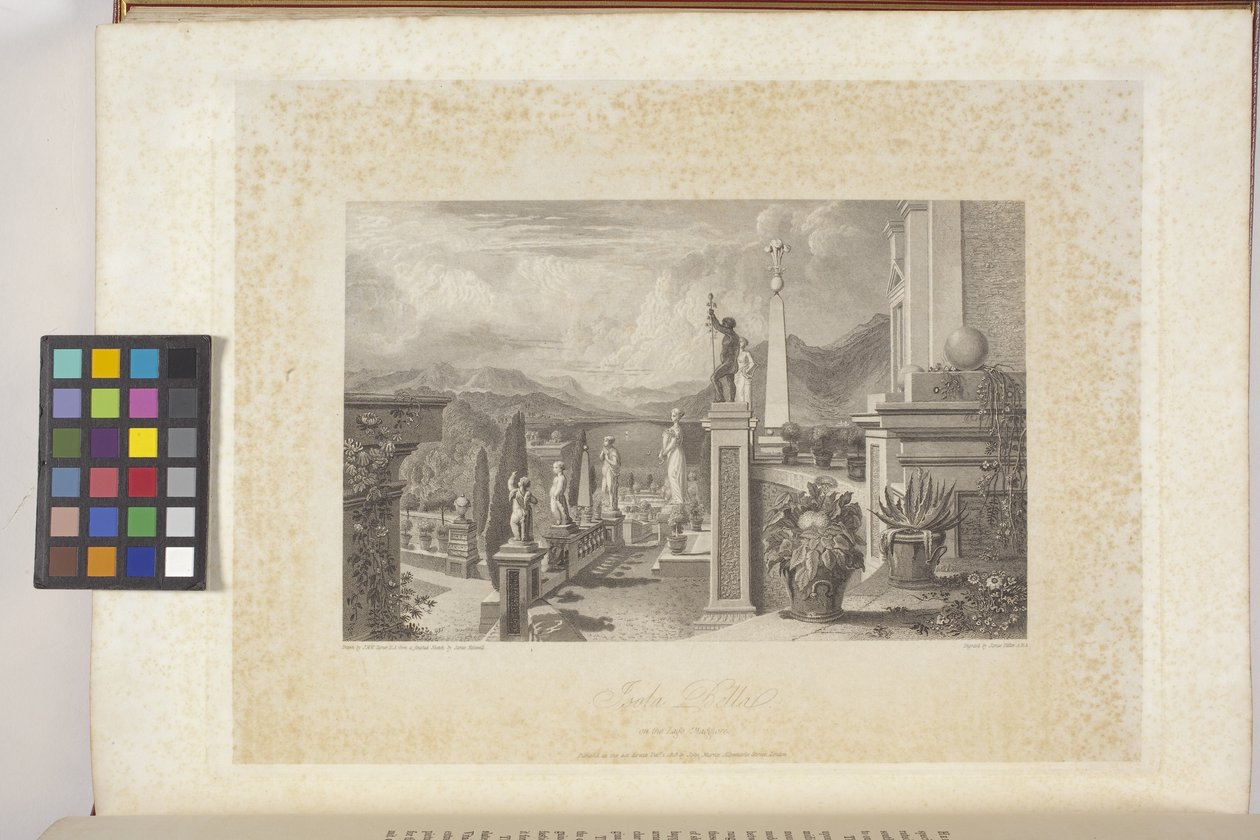 Isola Bella vid Lago Maggiore (gravyr på indisk papper, chine collé) av Joseph Mallord William (after) Turner