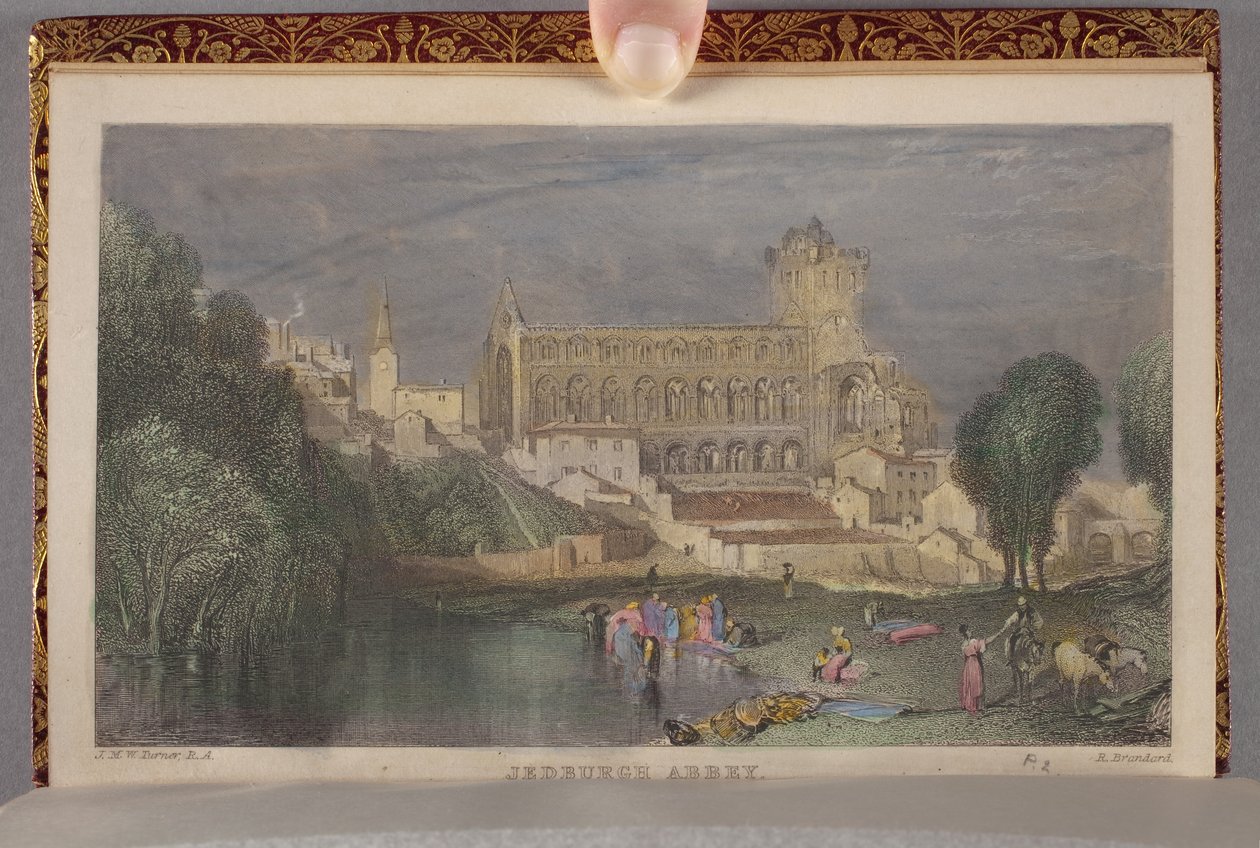 Jedburgh Abbey som bunden i Vol. II av Sir Walter Scotts poetiska verk, graverad av Robert Brandard (1805-1862) av Joseph Mallord William (after) Turner