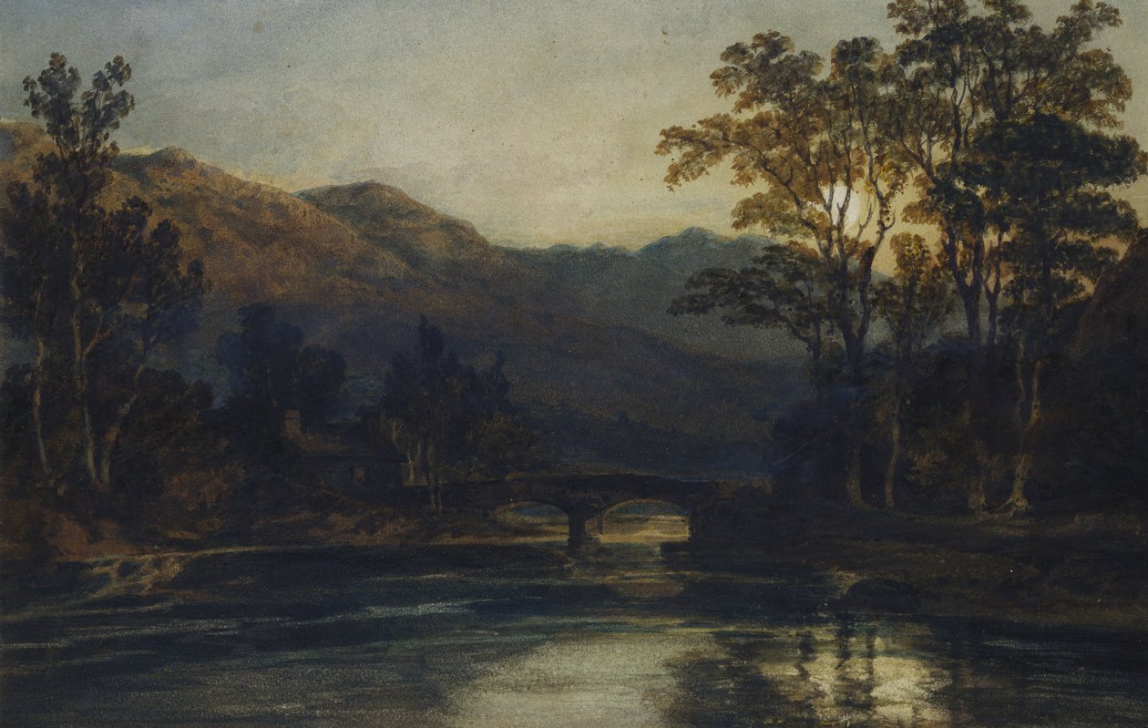 En bro över en flod vid månsken, 1798 av Joseph Mallord William Turner