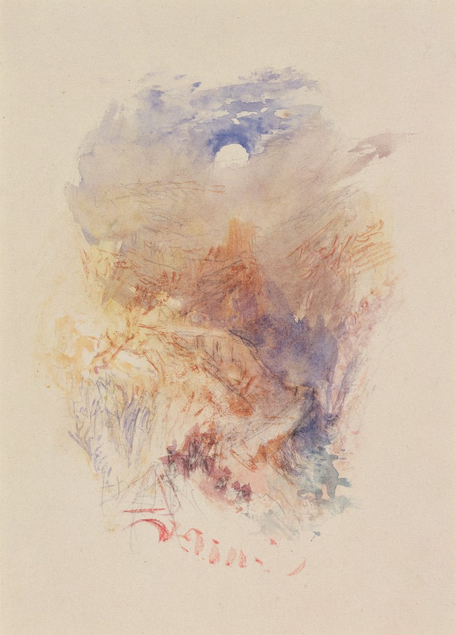 A Mountain Pass in Moonlight, ca 1845 (akvarell på papper) av Joseph Mallord William Turner