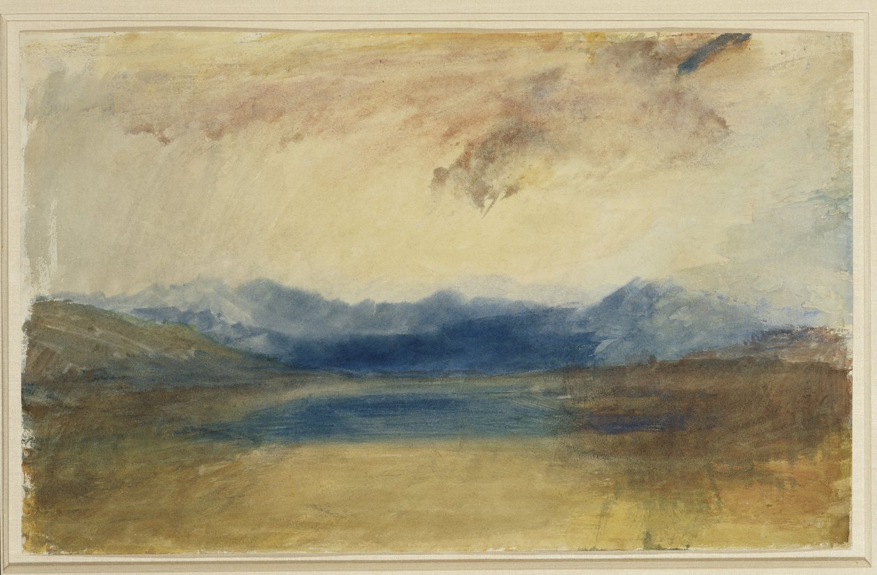 Ett bergigt landskap med en sjö, ca 1820-talet av Joseph Mallord William Turner