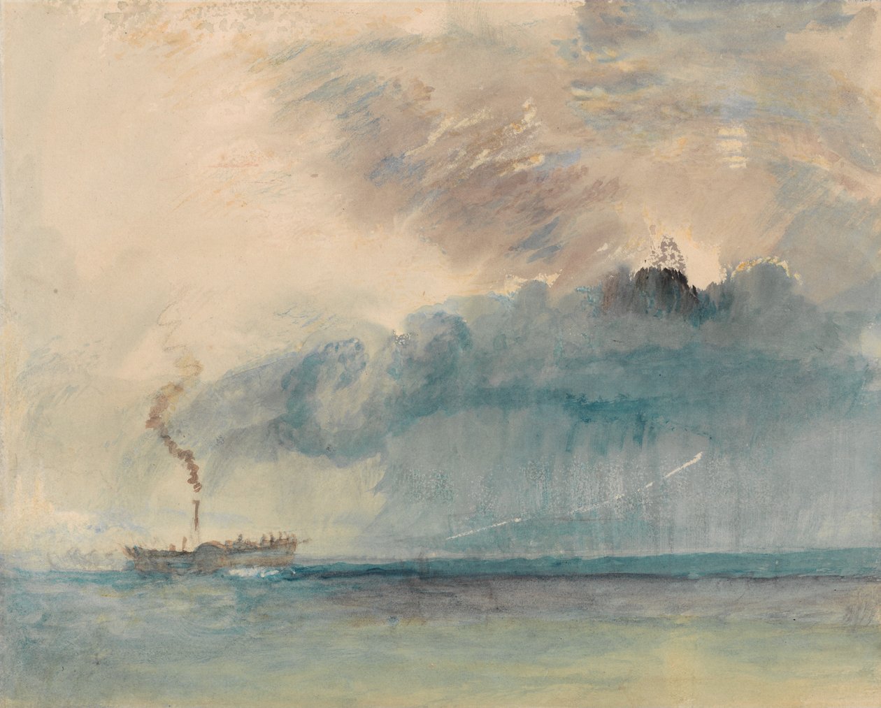 En hjulångare i storm på Vierwaldstättersjön av Joseph Mallord William Turner