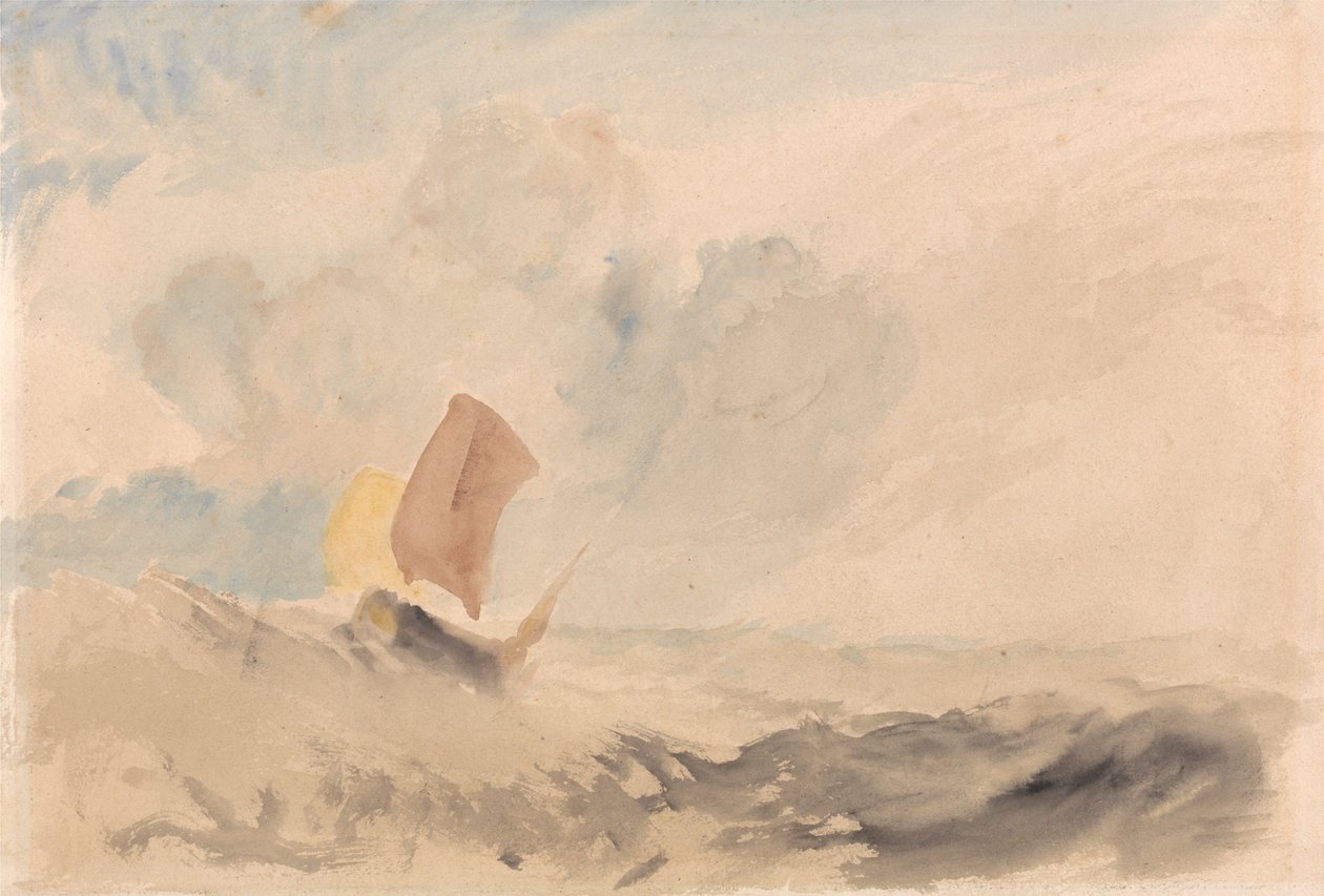 Ett havsmotiv – Ett stormigt hav med en fiskebåt av Joseph Mallord William Turner