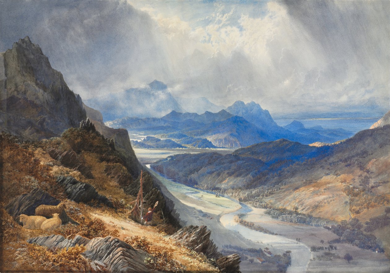 A View from Moel Cynwich: Looking Over the Vale of Afon Mawddach and Toward Cader Idris, ca. 1850. av Joseph Mallord William Turner