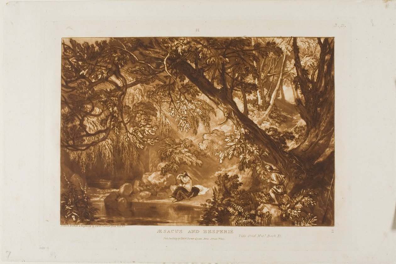 Aesacus och Hesperia, plåt 66 från Studieboken av Joseph Mallord William Turner