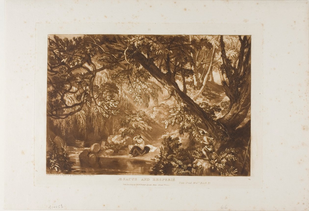 Aesacus och Hesperia, plåt 66 från Studieboken av Joseph Mallord William Turner