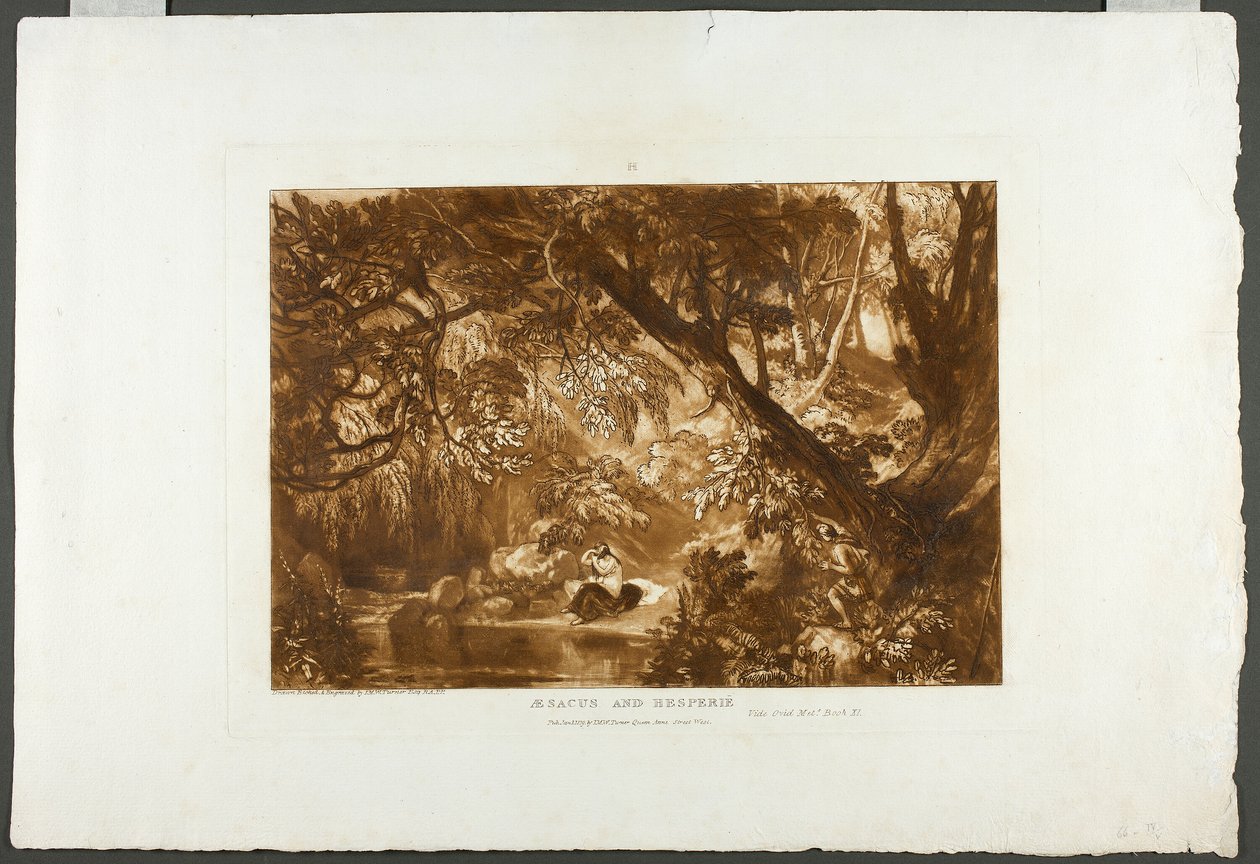 Aesacus och Hesperia, plåt 66 från Studieboken av Joseph Mallord William Turner