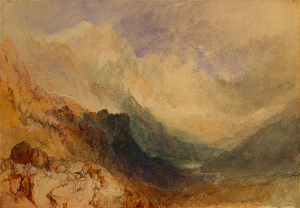 En alpin dal, förmodligen Val d"Aosta av Joseph Mallord William Turner