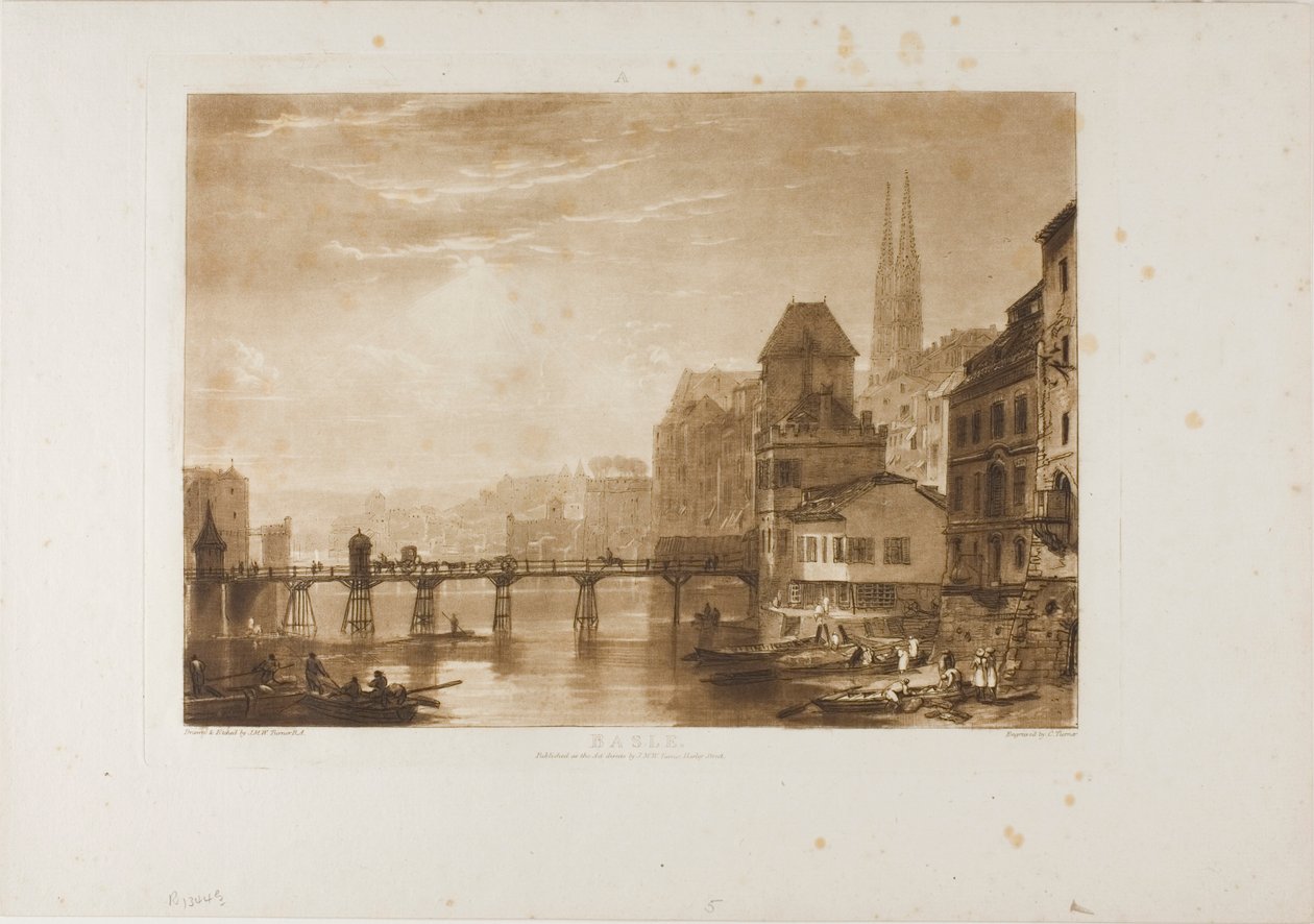 Basel, plåt 5 från Studieboken av Joseph Mallord William Turner