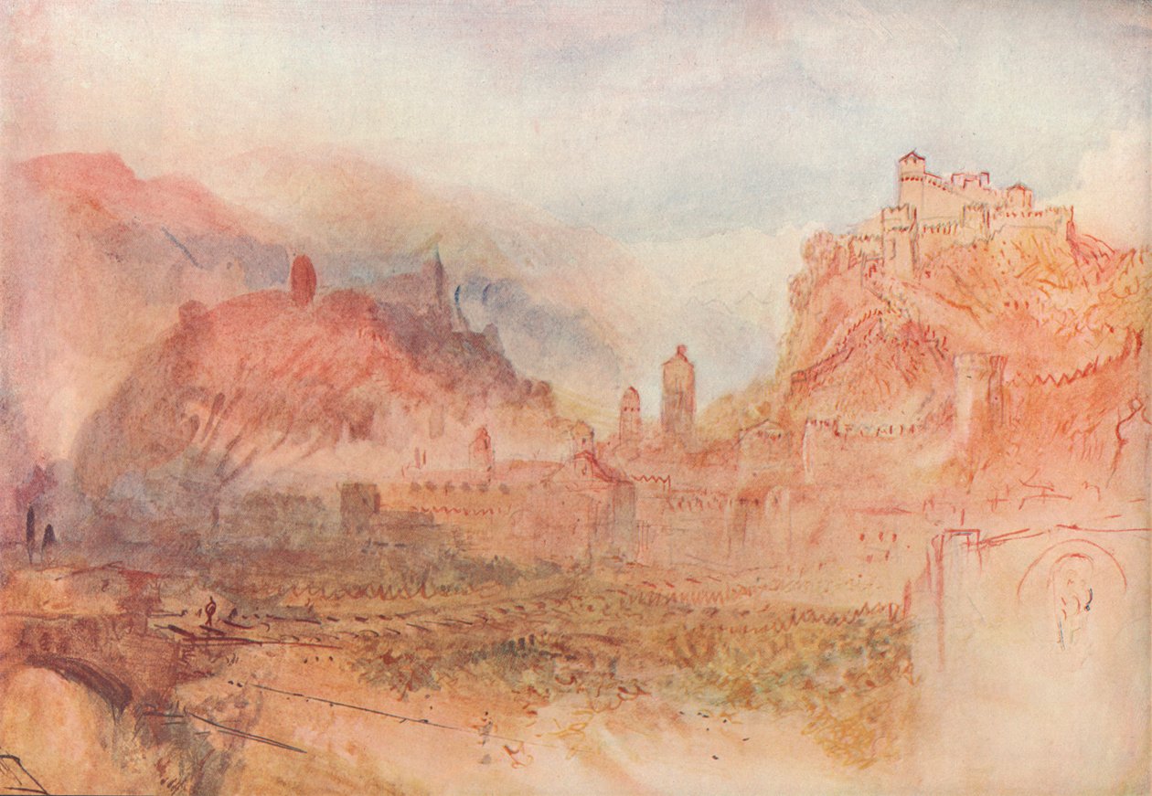 Bellinzona: Från söder, 1909 av Joseph Mallord William Turner
