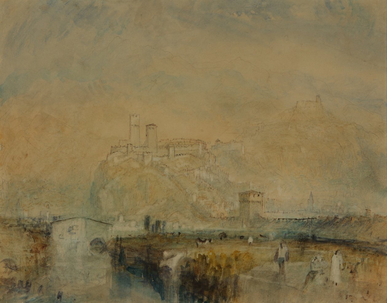 Bellinzona nr. 11, Schweiz, ca 1843 (akvarell, penna och bläck och kroppsfärg över spår av penna på papper) av Joseph Mallord William Turner