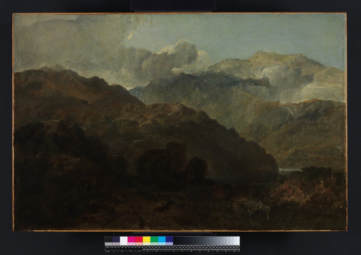 Ben Lomond Mountains, Skottland: The Traveler - Vide Ossians War of Caros, ca. 1799-1800 (olja på duk) av Joseph Mallord William Turner