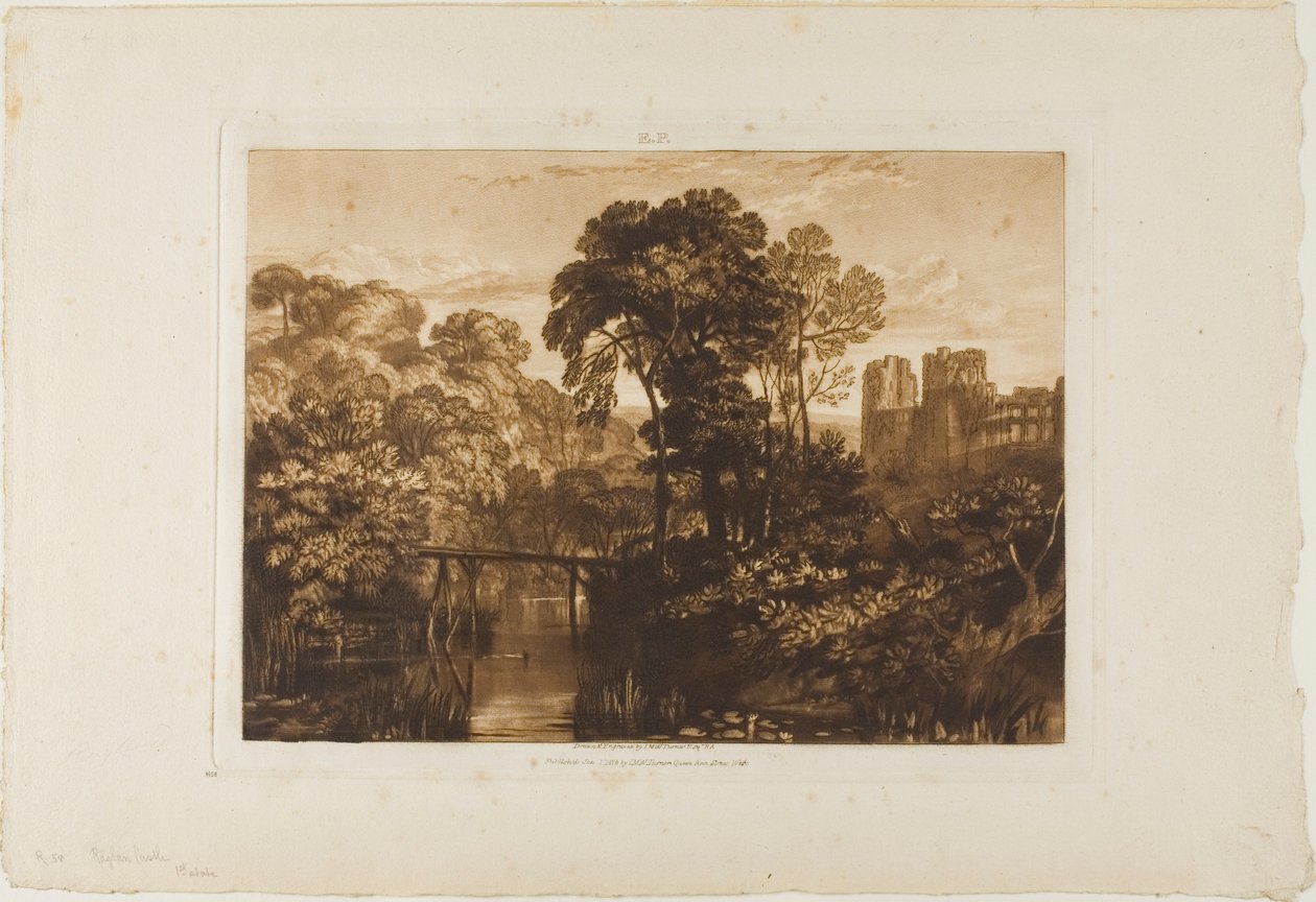 Berry Pomeroy Castle, tallrik 58 från Liber Studiorum av Joseph Mallord William Turner