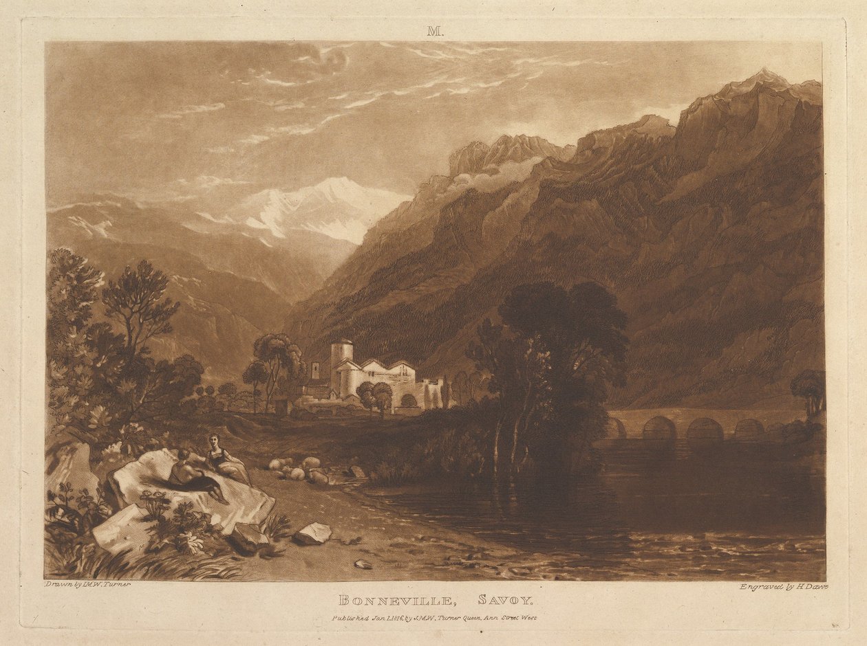 Bonneville, Savoy Liber Studiorum, del XIII, skylt 64, 1 januari 1819. av Joseph Mallord William Turner