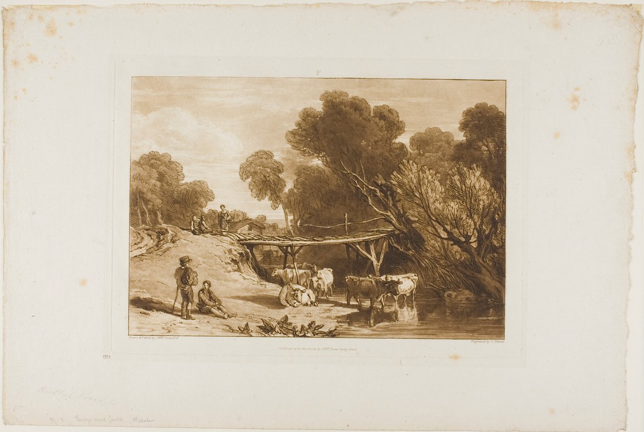Bro och kor, tallrik 2 från Liber Studiorum av Joseph Mallord William Turner