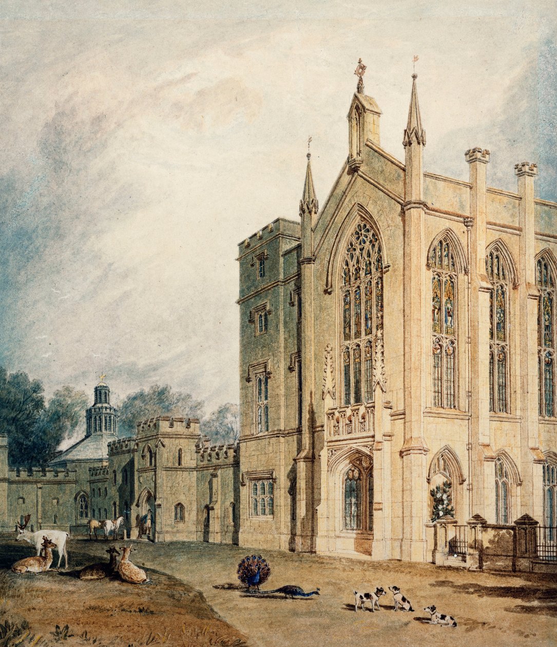 Cassiobury, västra fronten, ca 1807 av Joseph Mallord William Turner