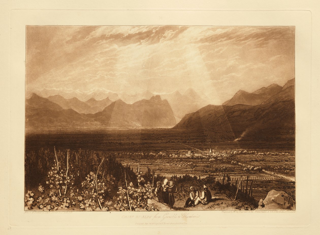 Alpkedjan från Grenoble till Chambéry av Joseph Mallord William Turner