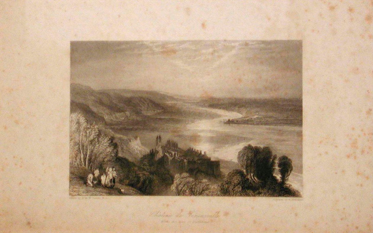 Slottet Tancarville med staden Quilleboeuf av Joseph Mallord William Turner