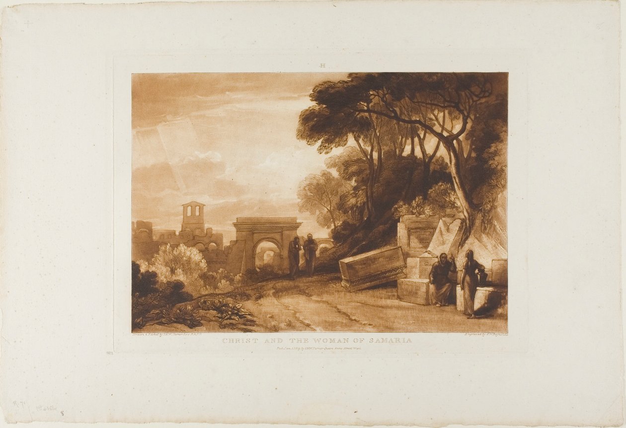 Christ and the Woman of Samaria, skylt 71 från Liber Studiorum av Joseph Mallord William Turner