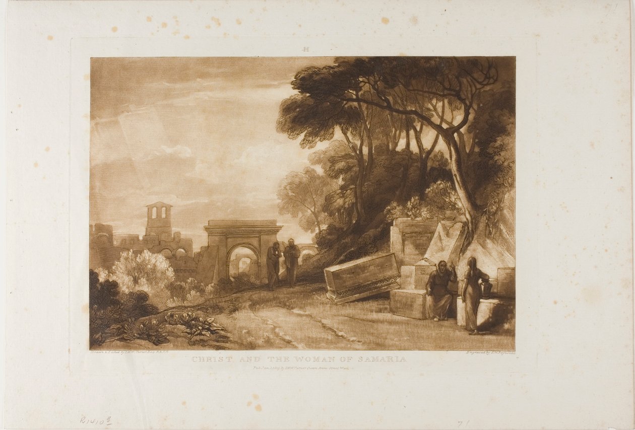 Christ and the Woman of Samaria, skylt 71 från Liber Studiorum av Joseph Mallord William Turner