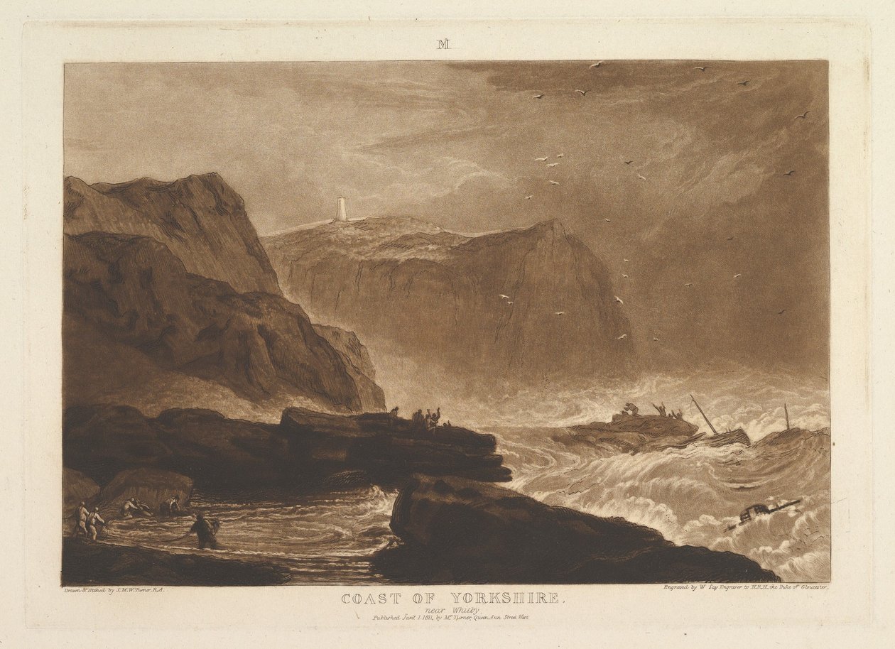 Coast of Yorkshire, nära Whitby Liber Studiorum, del V, skylt 24, 1 januari 1811. av Joseph Mallord William Turner