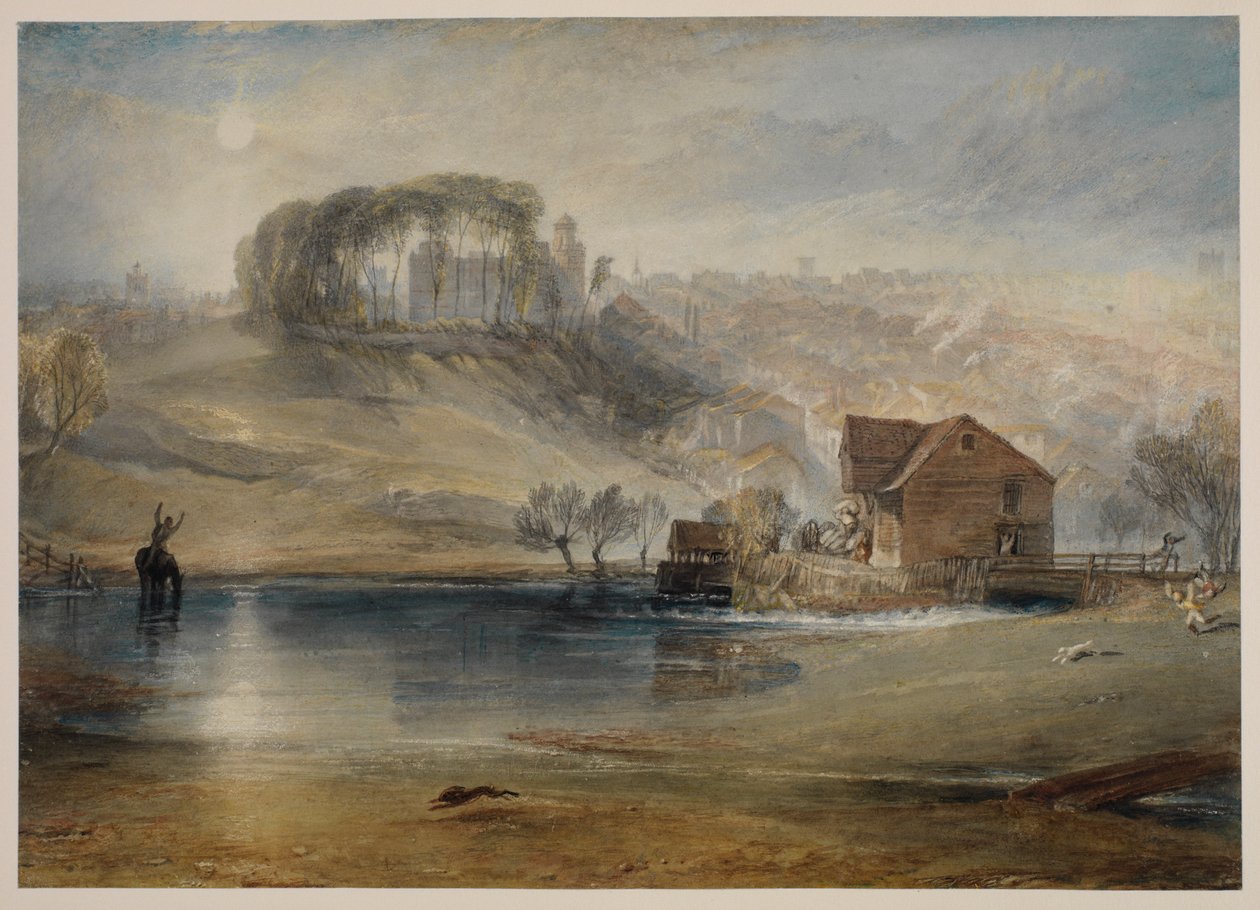 Colchester, Essex, c.1825-26 (penna, akvarell, kroppsfärg & skrapning på vävt papper, nu nedlagd på japansk vävnad) av Joseph Mallord William Turner
