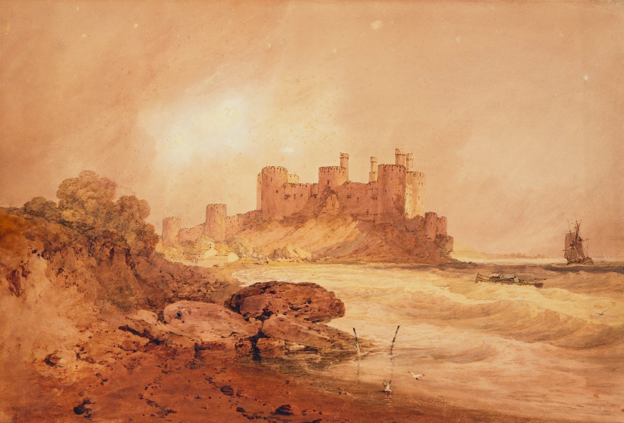 Conway Castle, norra Wales, ca 1800 av Joseph Mallord William Turner