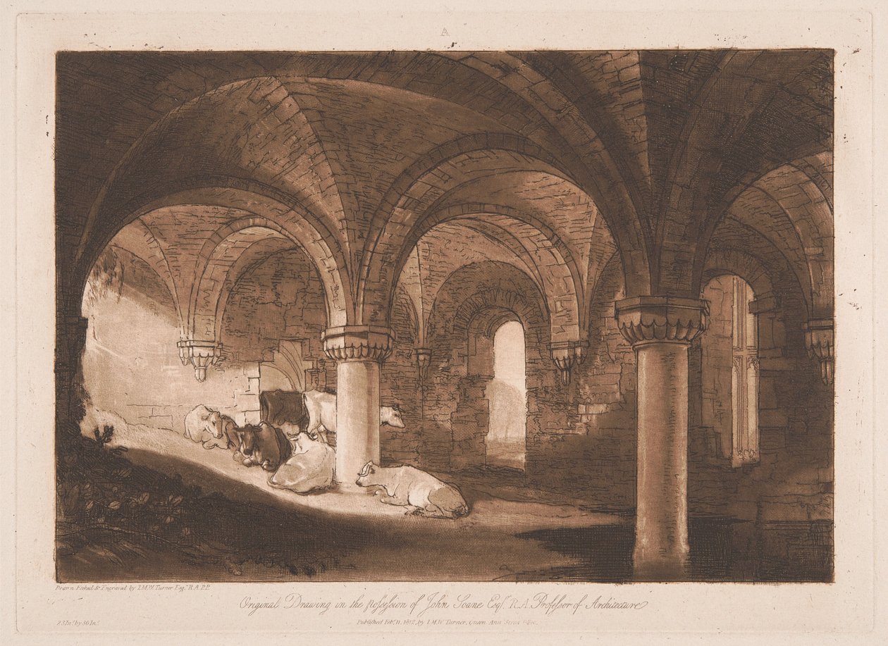 Kryptan i Kirkstall Abbey av Joseph Mallord William Turner