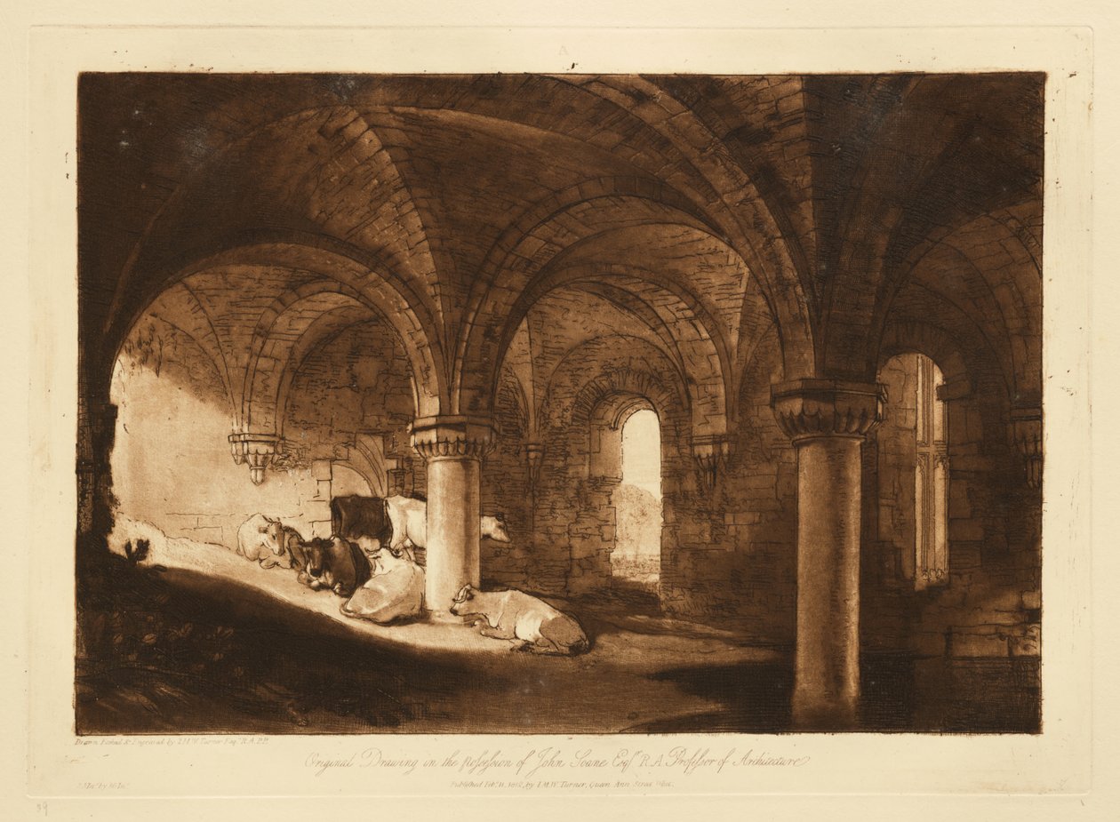 Kryptan i Kirkstall Abbey av Joseph Mallord William Turner
