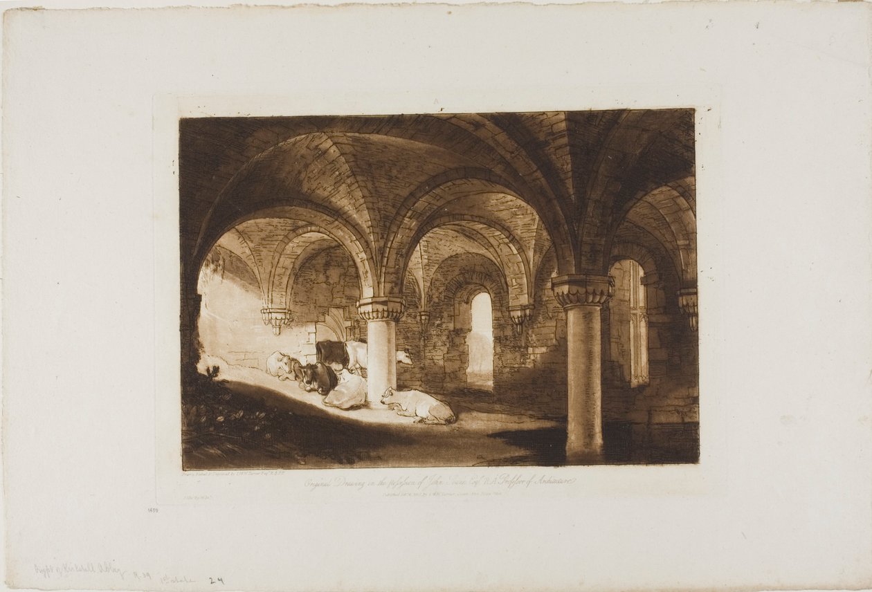 Crypt of Kirkstall Abbey, skylt 39 från Liber Studiorum av Joseph Mallord William Turner