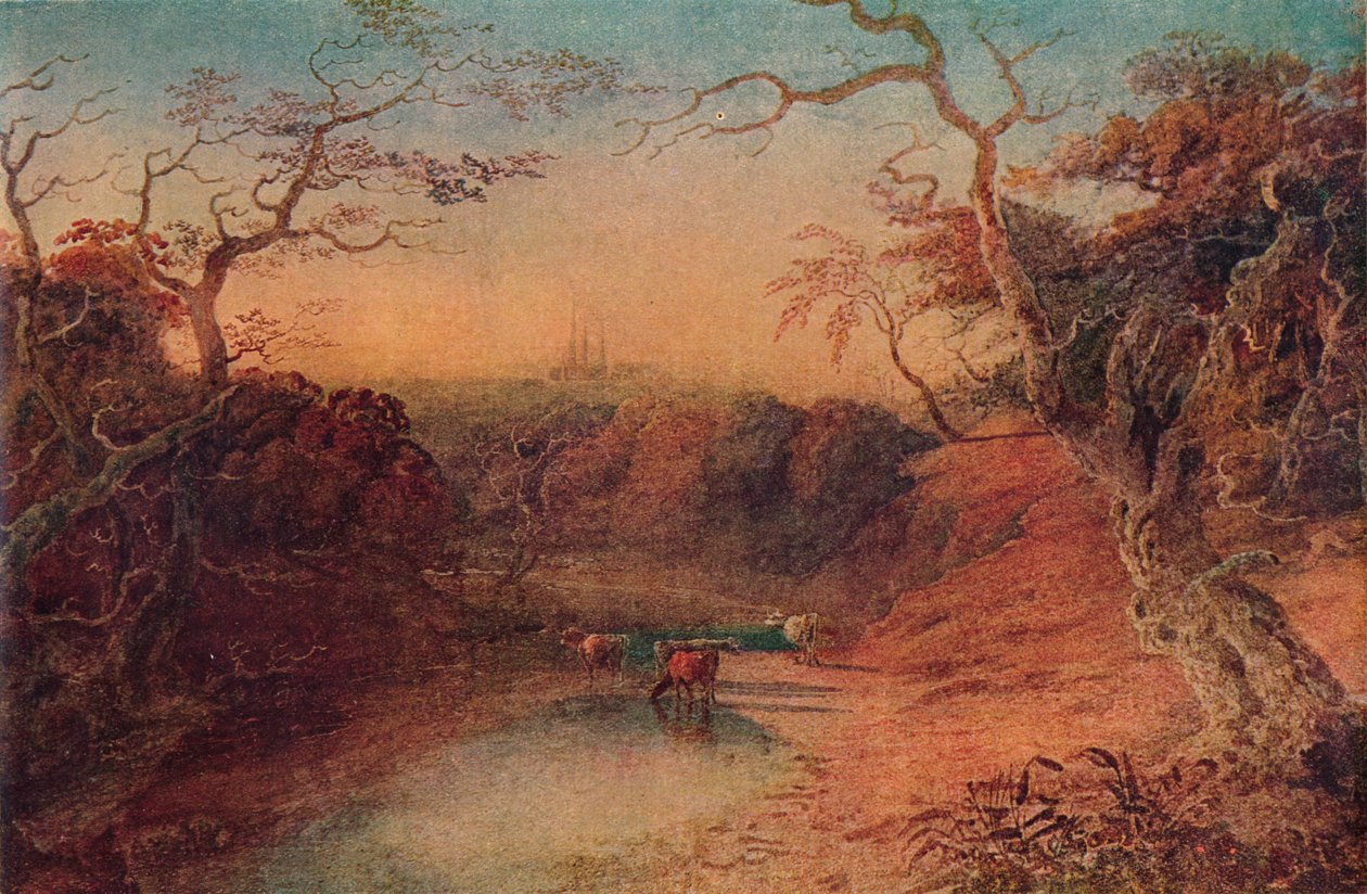 Avlägsen utsikt över Lichfield Cathedral, 1909 av Joseph Mallord William Turner