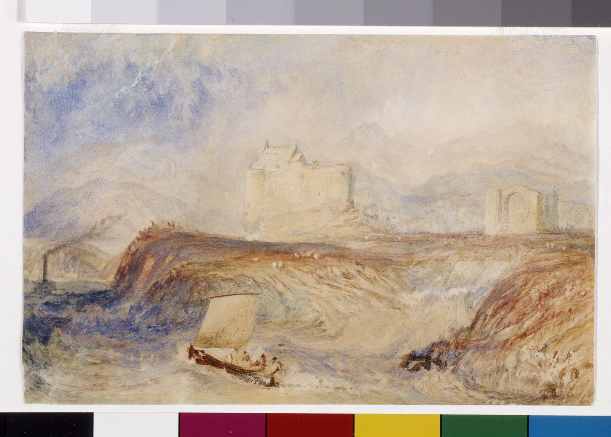 Dunstaffnage (akvarell och gouache på vitt papper) av Joseph Mallord William Turner