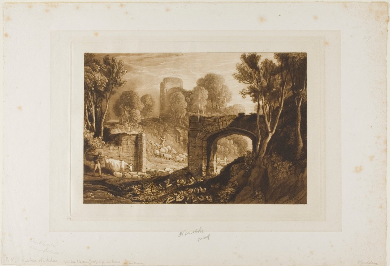 East Gate, Winchelsea, skylt 67 från Liber Studiorum av Joseph Mallord William Turner