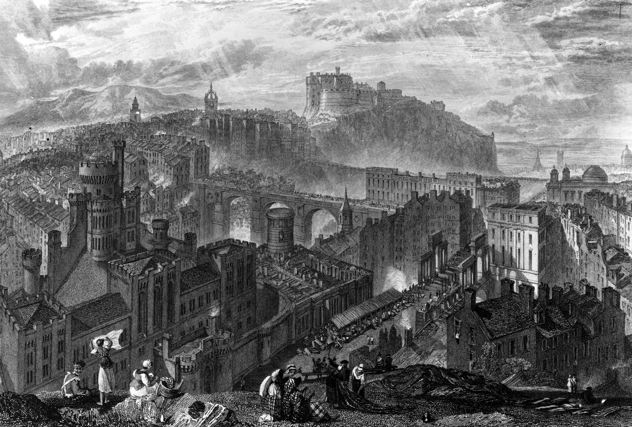 Edinburgh från Calton Hill, graverad av George Cooke, 1820 av Joseph Mallord William Turner