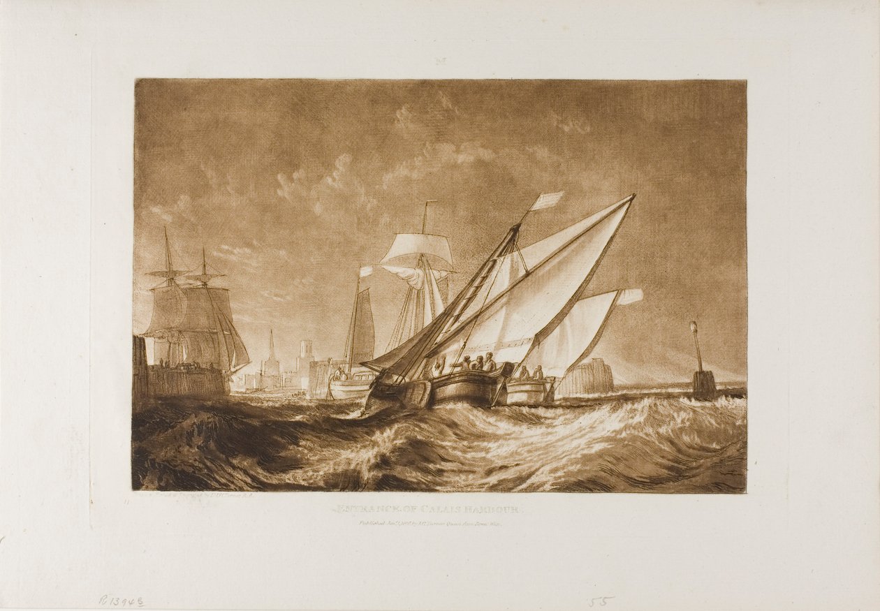 Ingången till Calais hamn, skylt 55 från Liber Studiorum av Joseph Mallord William Turner