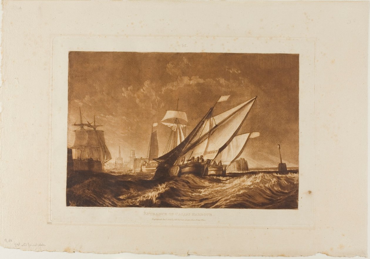 Ingången till Calais hamn, skylt 55 från Liber Studiorum av Joseph Mallord William Turner