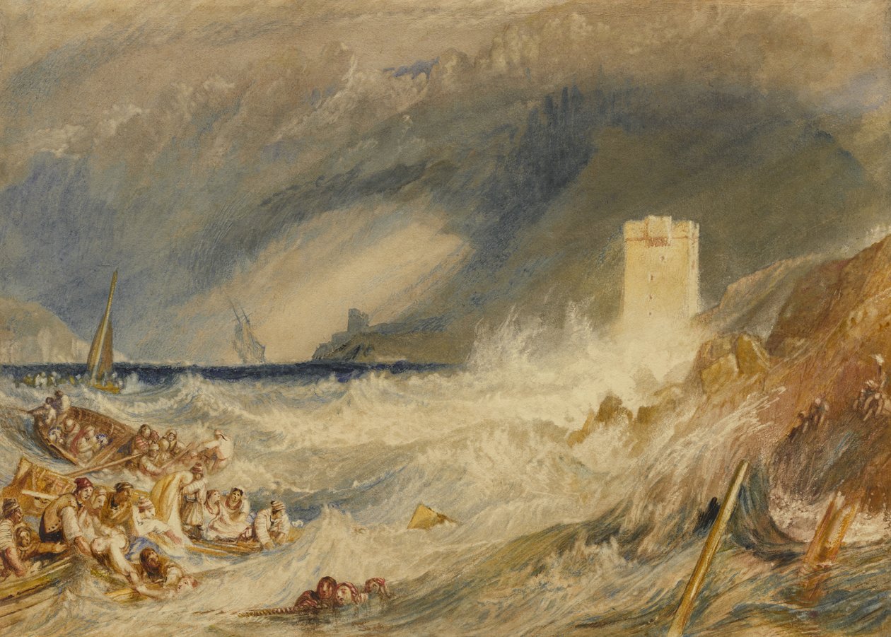 Ingången till Fowey Harbour, Cornwall, ca 1827 av Joseph Mallord William Turner