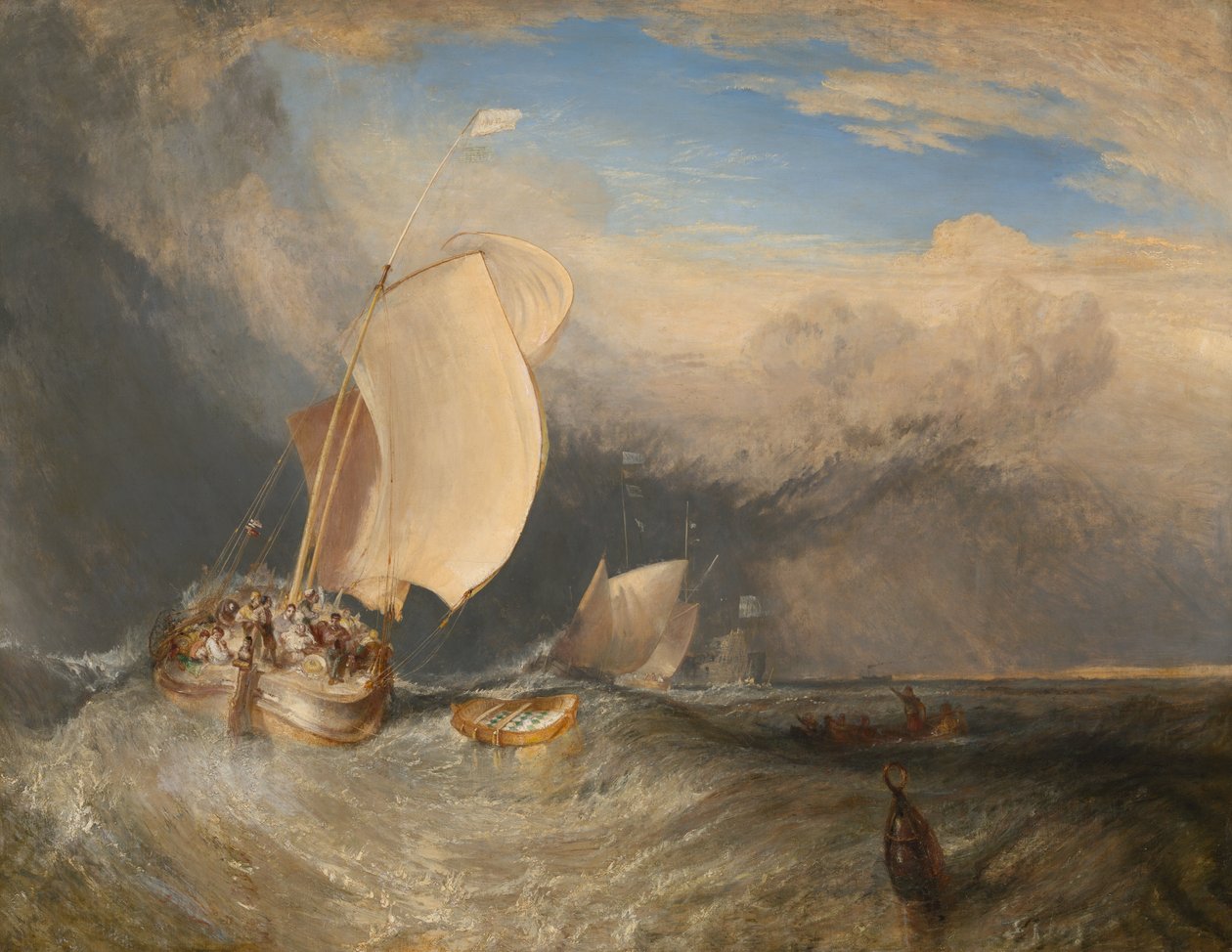 Fiskebåtar med hucklare som förhandlar om fisk av Joseph Mallord William Turner